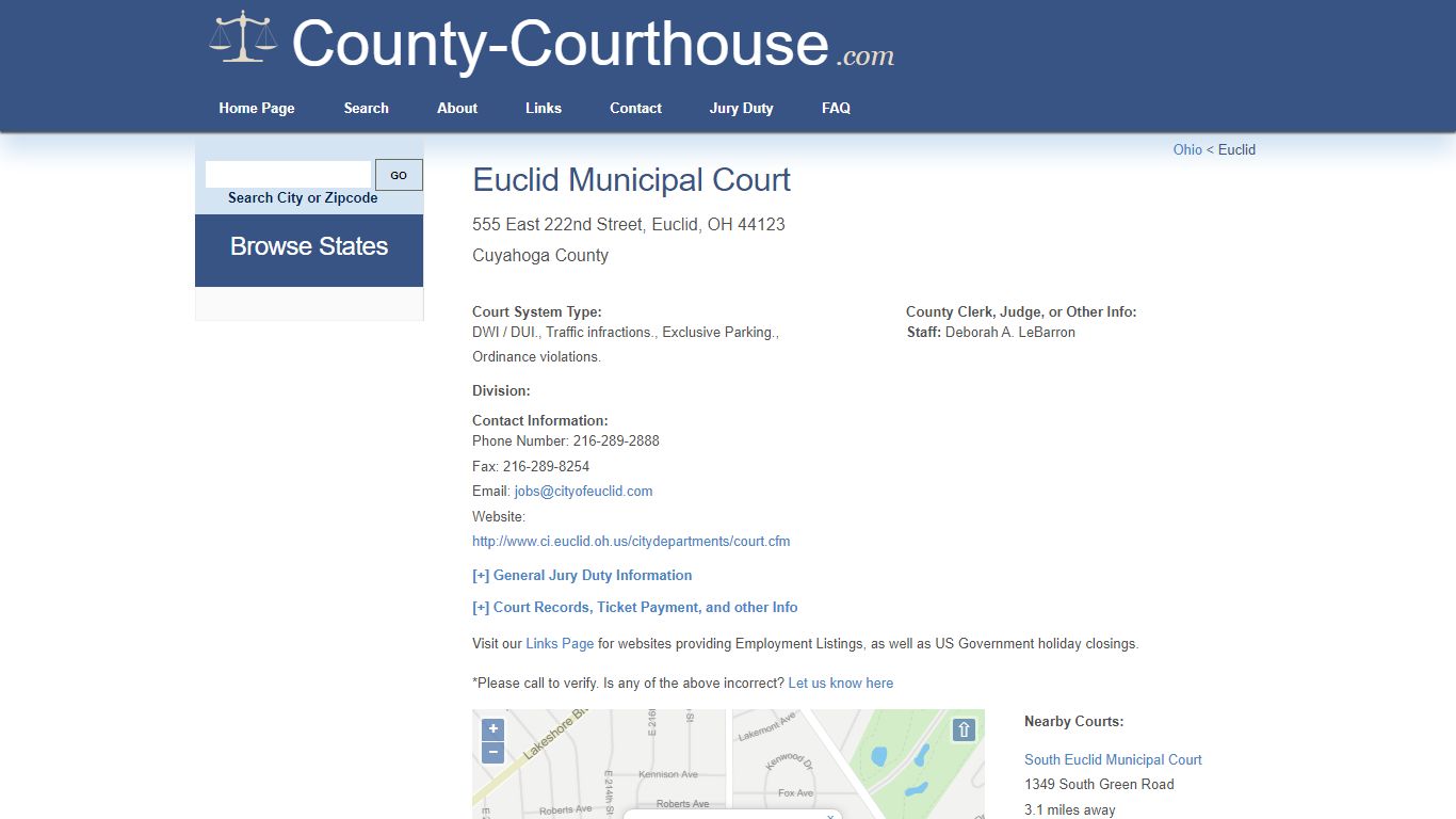 Euclid Municipal Court in Euclid, OH - Court Information