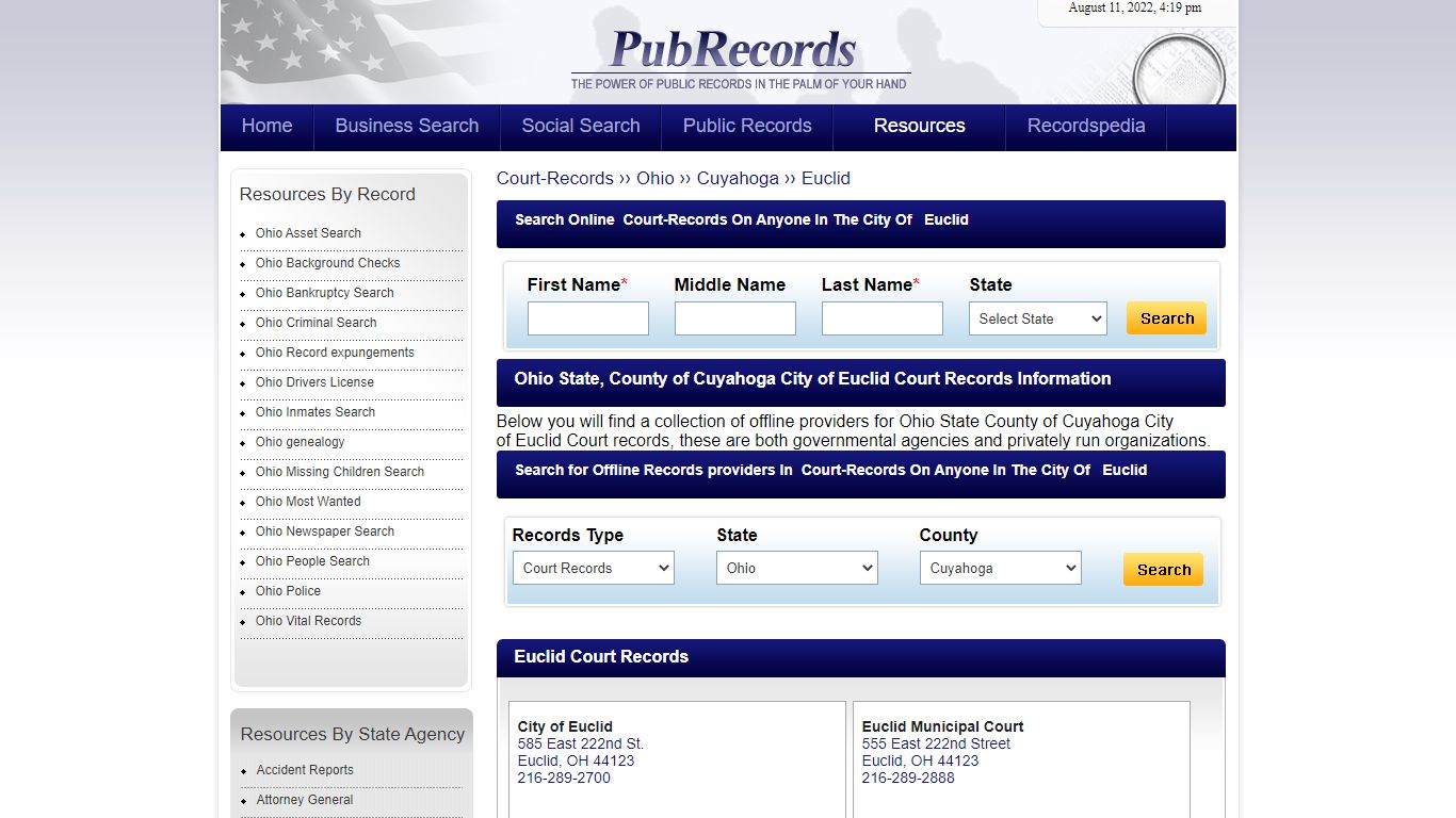 Euclid, Cuyahoga County, Ohio Court Records