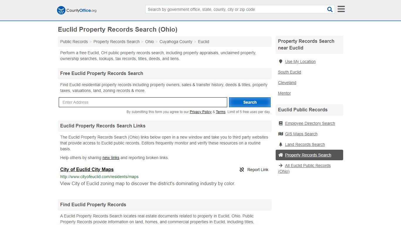 Property Records Search - Euclid, OH (Assessments, Deeds ...